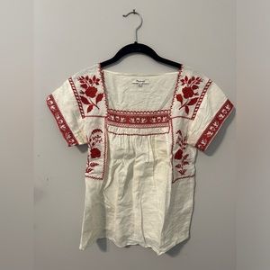 Madewell embroidered square neck blouse